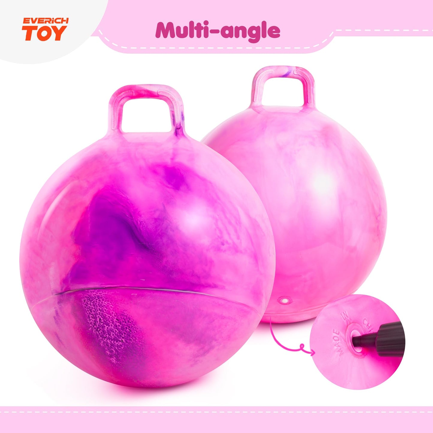 EVERICH TOY Hopper Ball, Clouds Hopping Toys for Kids, 20 Inch Bouncy Ball with Handle, Indoor Outdoor Inflatable Bouncing Hoppity Hop for Boys and Girls Gifts with Pump