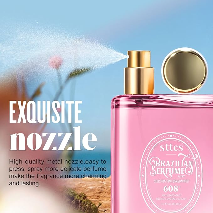 Sttes Perfume 608# (Delicious Pink Dragonfruit) - Eau de Perfume 100ml (3.4fl oz) Fruity and Floral (Vanilla + Jasmine + Red Pitaya)