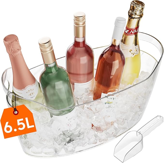 Lifewit Large 6.5L Ice Bucket for Parties, Portable Drink Bucket for Cocktail Bar, Plastic Champagne Cooler for Beverage/W...