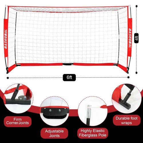 BaseGoal Soccer Goal,Soccer Net,Soccer Goals for Backyard,with Bow Frame,Collapsible Metal Base and Agility Ladder