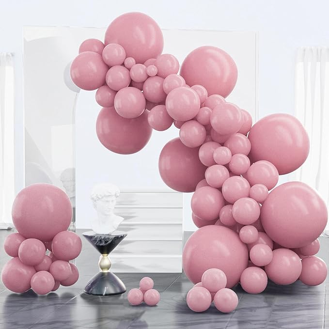 PartyWoo Mauve Balloons 100pcs Different Sizes of 18 12 10 5 Inch Dusty Pink Rose Boho Netural Balloon Arch Kit Garland fo...