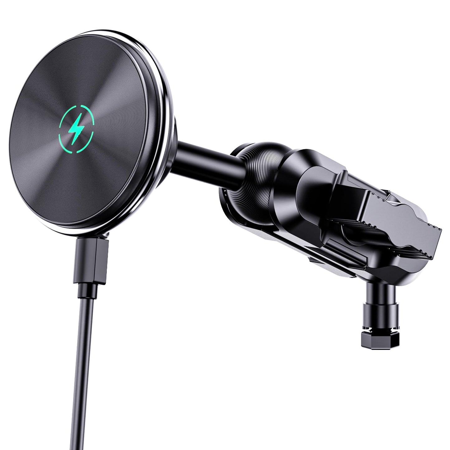 Kaishengyuan Dash Mount Wireless Charger Magnetic Holder With Metal Double Socket Arm & 360 Rotating Extension Mounting Arm & 0.
