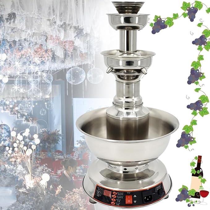 Party Beverage Fountain,Wine Fountain Machine, 3-Tier Party Drink Dispenser, Adjustment Juice and Wine Fountain,for Weddin...