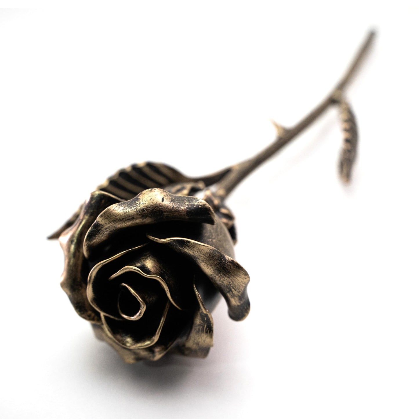 MakuliSmit Handcrafted Bronze Rose – 8th & 19th Yeat Wedding for Her – Solid Metal Forever Flower Keepsake