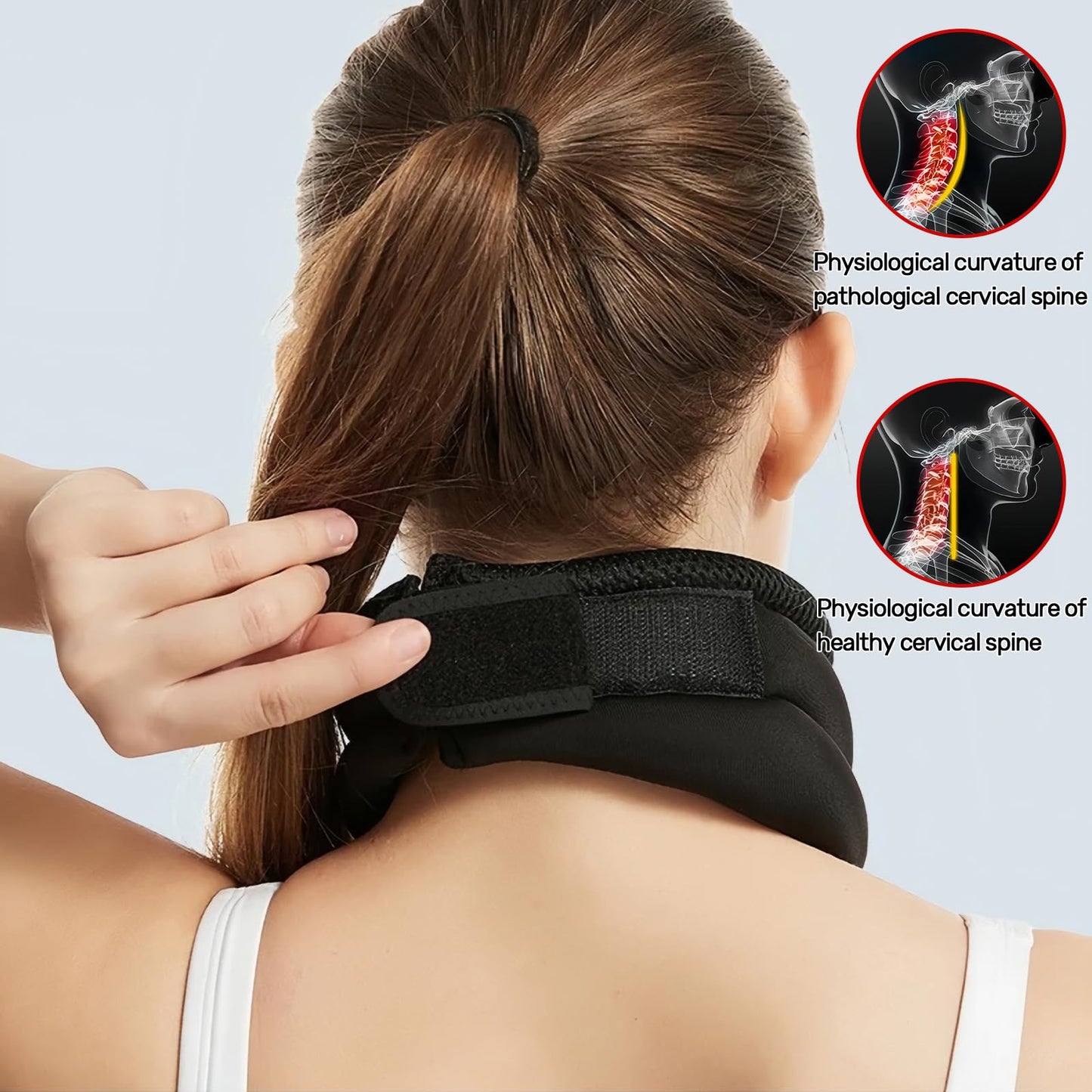 Neck Brace for Sleeping, Neck Brace, Neck Pain and Support, Adjustable Soft Foam Neck Braces for Men & Women, Ergonomic Design for Comfortable Sleep