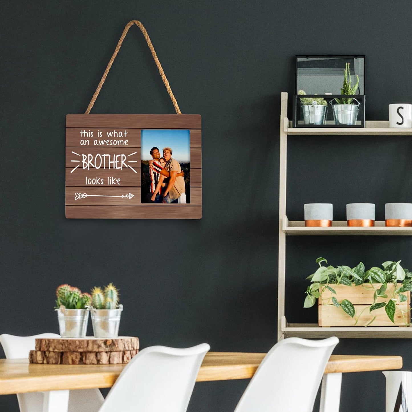 FONDCANYON Awesome Brother Picture Frame, Best Brother Gift for Birthday or Christmas (4x6 Inch Photo)