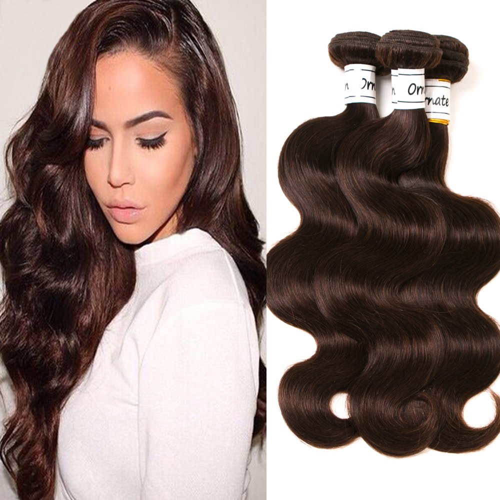 Dark Brown Bundles Human Hair 3 Pcs Brazilian Body Wave Hair Extension Virgin Hair 100% Human Hair Double Weft Weave Bundles Dar