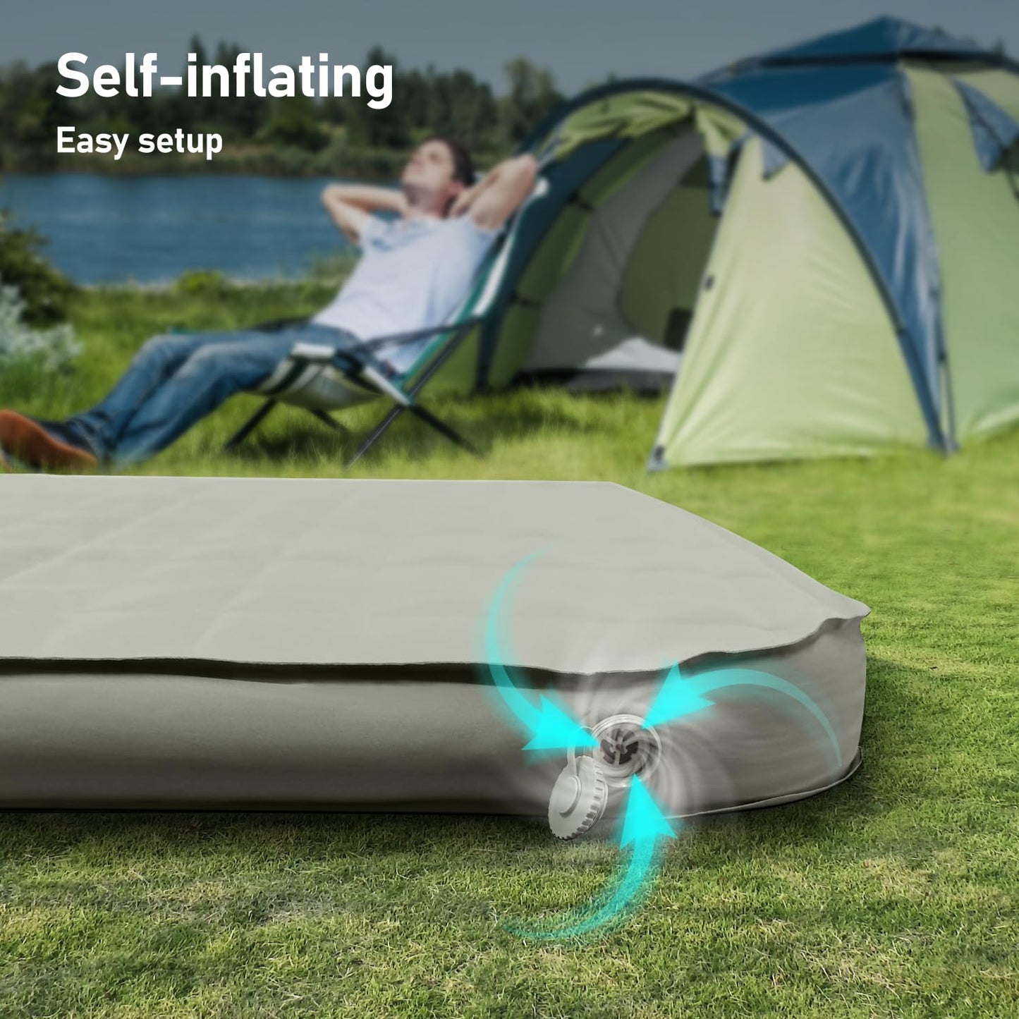 Topoak Camping Air Mattress, Inflatable Sleeping Pad for Camping, Thick Camping Mattress Pad, for SUV, Truck Bed, Rooftop Tent & Ground Tent (Mattress & Electric Pump)