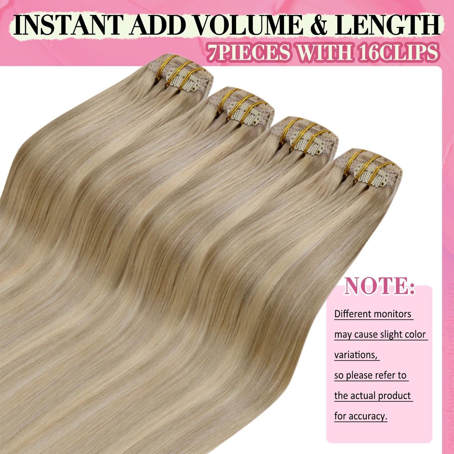 YoungSee Clip in Human Hair Extension Highlight Clip in Hair Extensions Human Hair Dark Ash Blonde Highlights Golden Blonde for