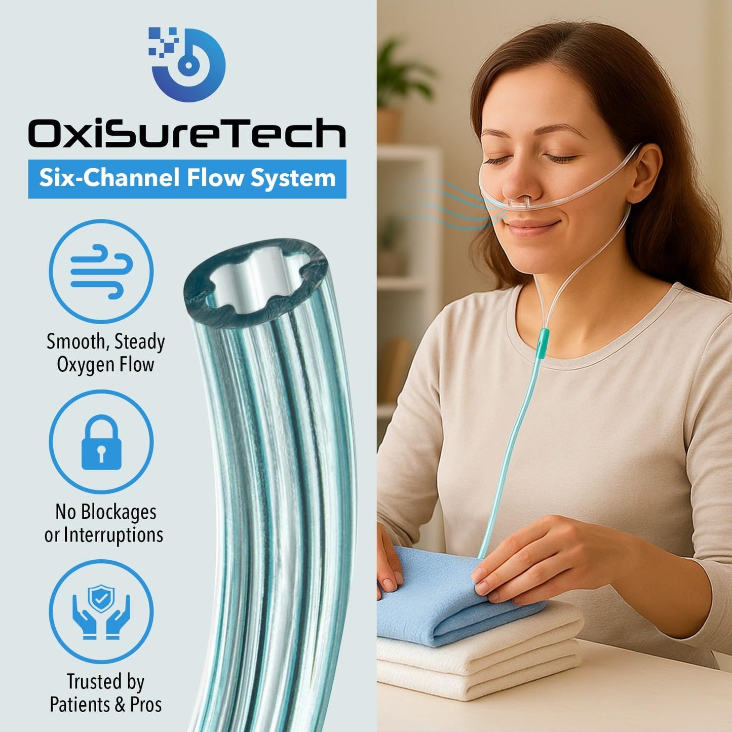 Oxygen Tubing 50 Ft Non Kinking High Flow, Medical Grade Universal Oxygen Hoses for Home Use, Compatible w/Standard Oxygen Therapy Devices & Connectors, O2 Tubing for Oxygen Concentrator (1 Pack)