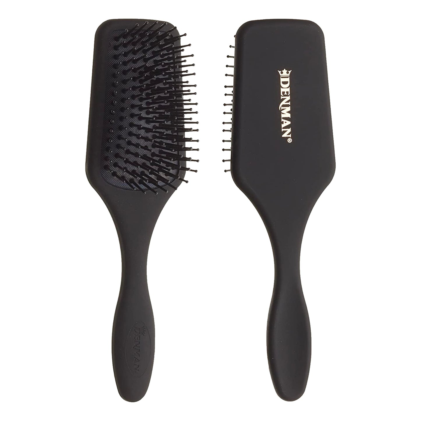 Denman (Black) Mini Paddle Cushion Hair Brush for Blow Drying, Detangling & On the Go Travel - Comfortable Styling, Straightenin