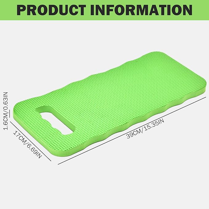 NIOMICO Kneeling Pad 15x7 Inch Green Color EVA Foam Knee Cushion with Handle Non-Slip Shock Absorption Resilient Knee Mat for Gardening Yoga Work Pad