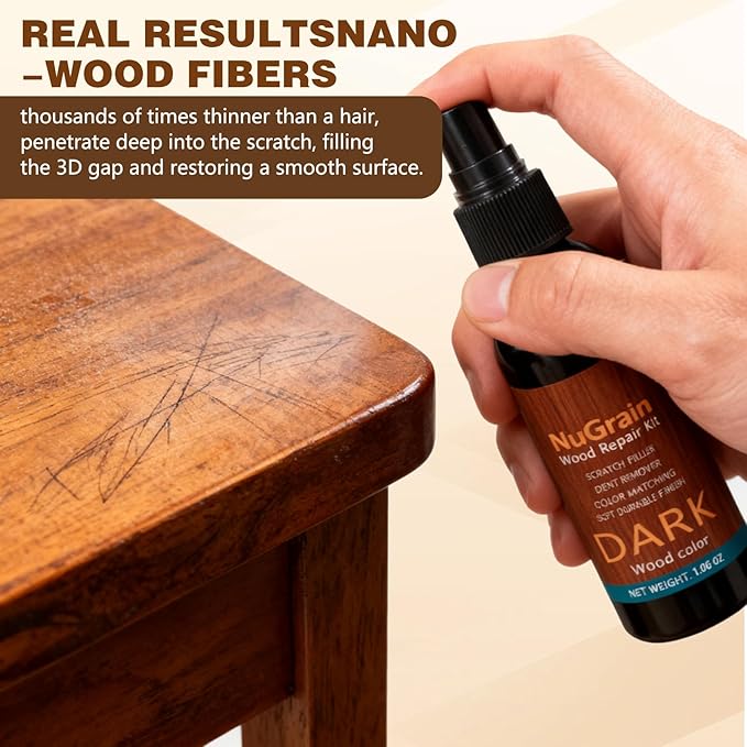 NuGrain Wood Repair Kit, Professional Wood Floor Scratch Repair,Easy-Fix Wood Furniture Repair- Restores Wood Scratch, Covers Nicks, Hides Minor Defects, Restore a Finish for Wood