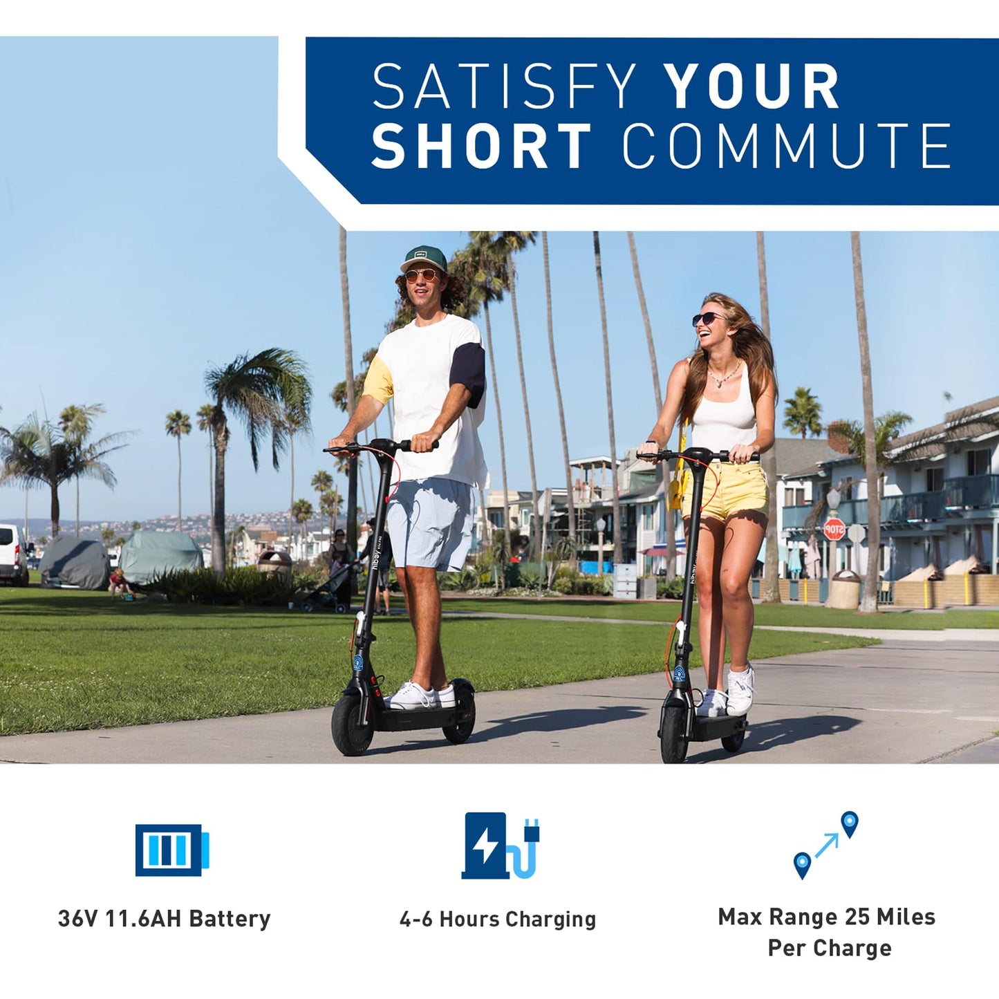 HiboyRide KS4 Pro Electric Scooter for Adults, 500W Motor (Peak 750W), 10" Tires, 19 MPH Top Speed, Up to 25 Miles Range, Foldable Commuter Electric Scooter with Dual Braking System and APP