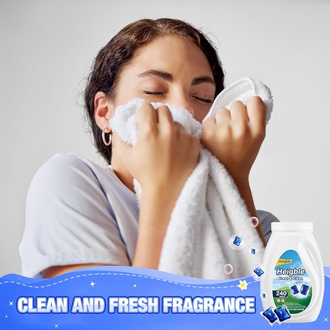 240 Count Laundry Detergent Pods Bulk Laundry Detergent Soap Pacs Ultra Concentrated for Clean Clothes Stain Fighting Fresh Scent(Bellflower Scent)