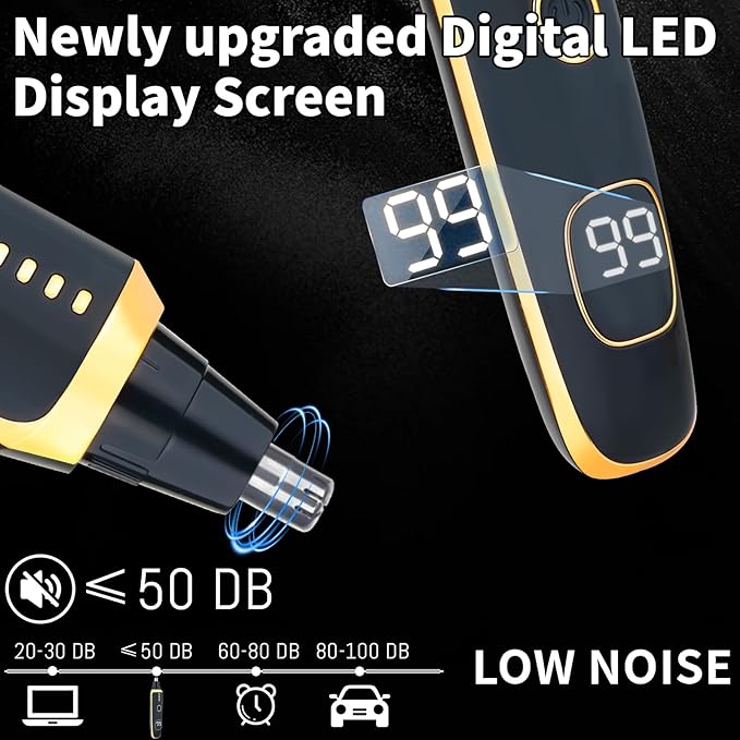 LED Display Eyebrow & Nose Hair Trimmer Clipper for Men Women,2026 Rechargeable 2 in 1 Painless Ear & Facial Hair Trimmer with Powerful Motor and Dual-Edge Blades Easy Cleansing