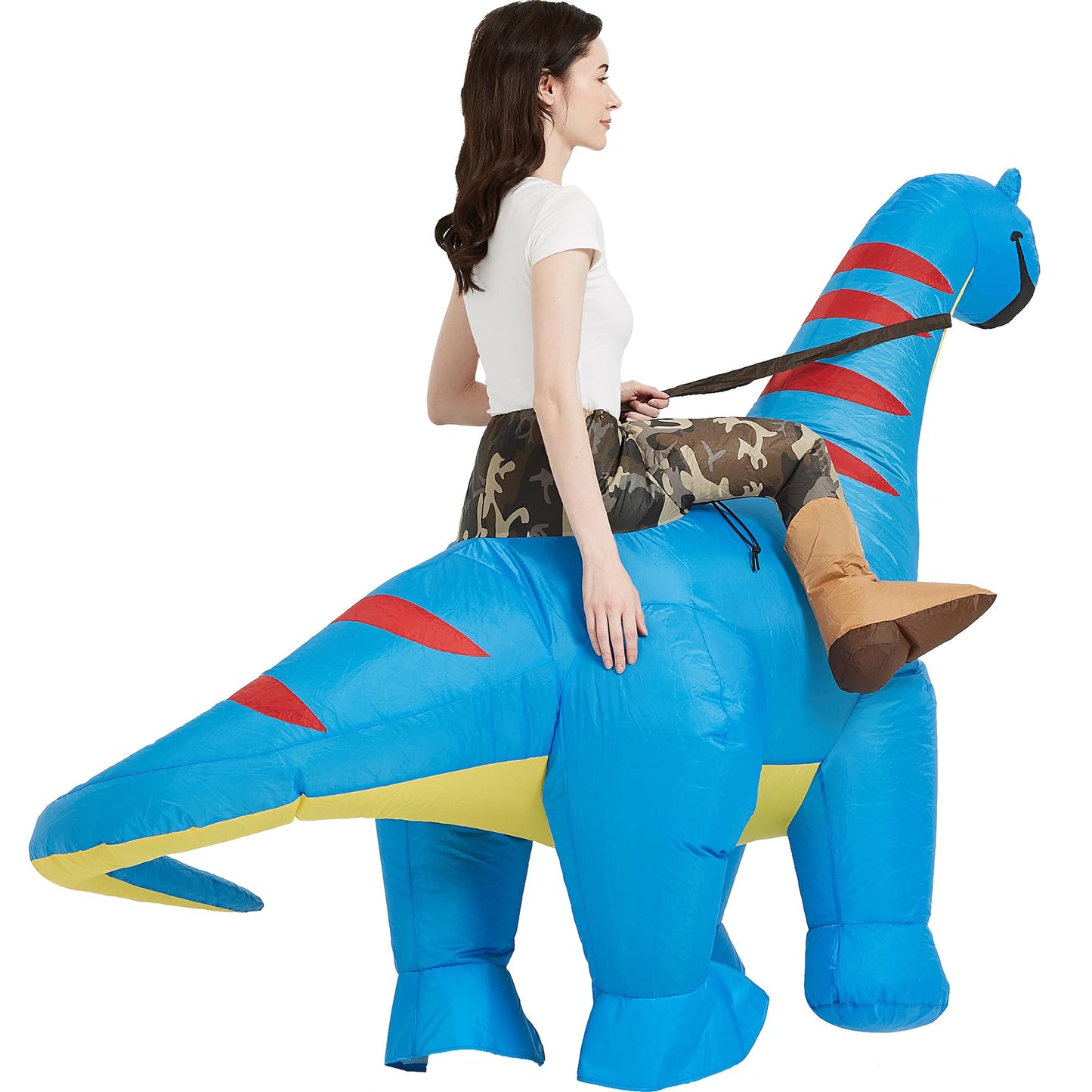 One Casa Inflatable Dinosaur Costume Riding Diplodocus T Rex Air Blow up Funny Party Halloween Costumes for Adult