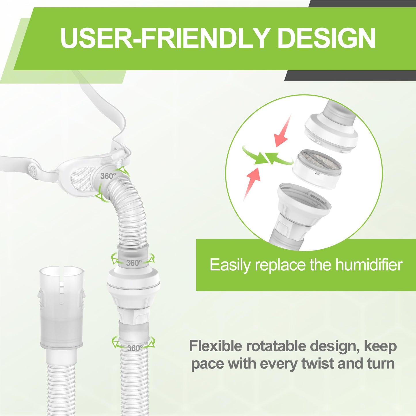 Replacement Frame Hose Set Compatible with P10 Nasal Cushion to Airmini, CPAP Connector Tubing for Airmini Included, MEDICOLOR Supplies