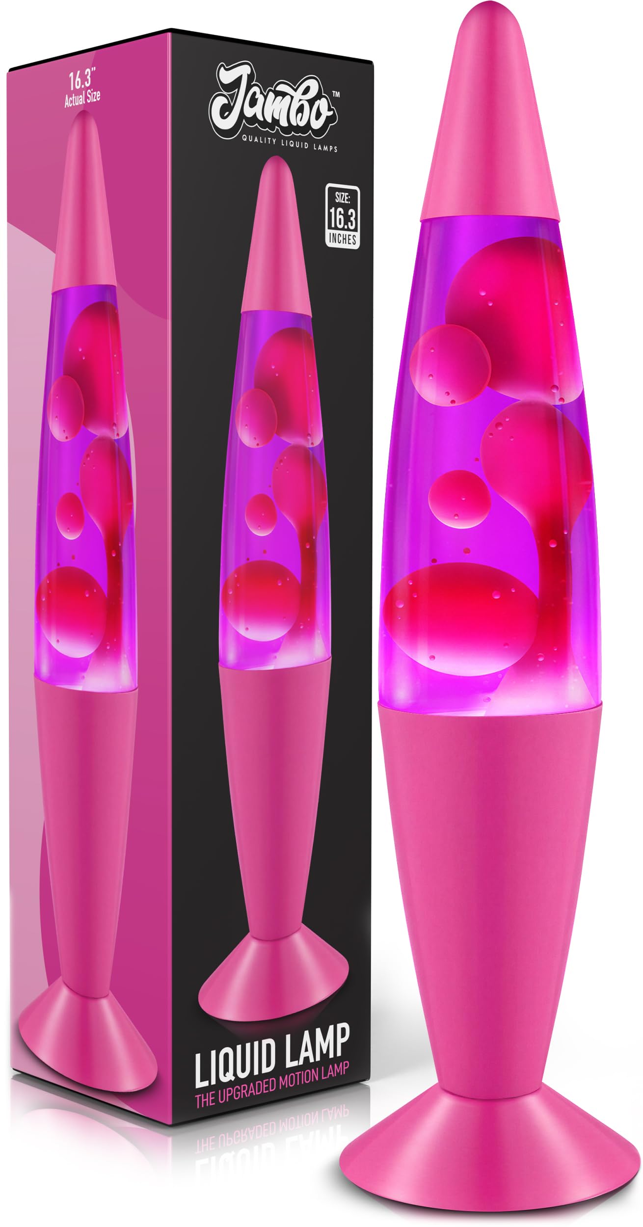 JAMBO 16" Beautiful Lamp- Purple with Pink Wax, Relaxing Liquid Light, Night Light Nightlight, Home Decor Living Room Office Bedroom Lamp for Adults Teens Kids, Magma Motion