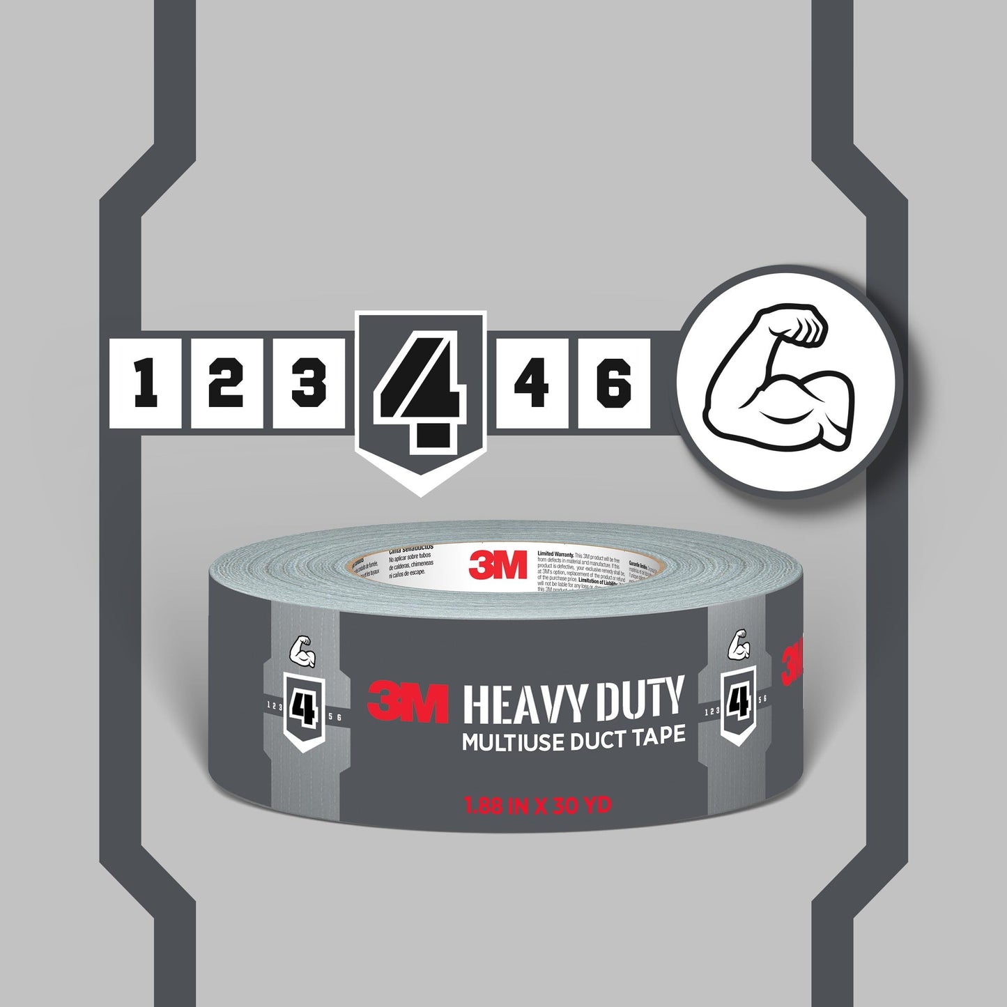 3M Black Duct Tape, 1.88in x 45yd, 1 Roll, Heavy Duty Multi-Surface, Temporary Solutions for Sealing, Holding, and Reinforcing, Tear by Hand Vertically and Horizontally, Staple for Every Toolbox