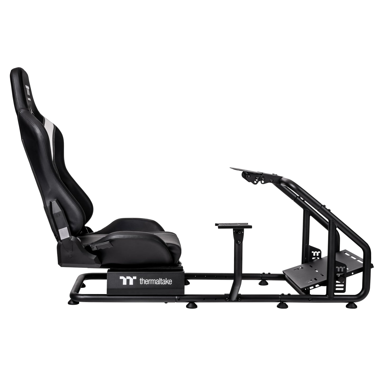 Thermaltake GR300 Racing Simulator Cockpit; Adjustable PVC Seat; Adjustable Pedal & Wheel Mounts; Shifter Mount Included; Compatible with Thrustmaster/Logitech Fanatec; GSC-R30-CPASBB-01