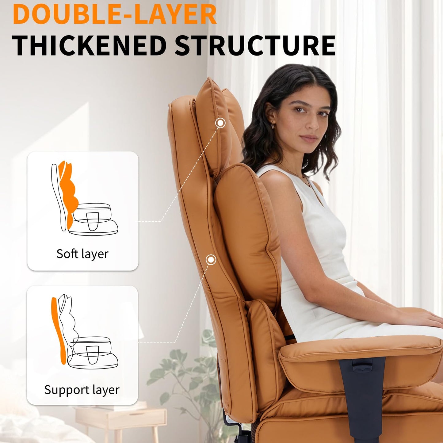 GarveeHome SP-VC-Big and Tall Office Chair-Brown