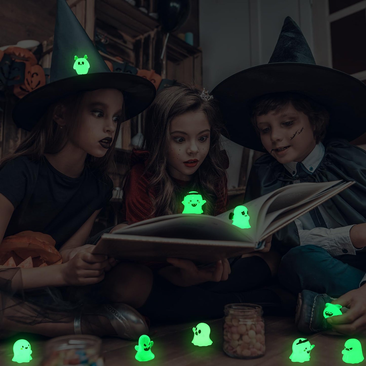 Arrowbash 20 Pcs Glow in Dark Ghost Halloween Miniature Figurines Resin Ornaments Halloween Garden Mini Landscape for Party Village Crafts Decor