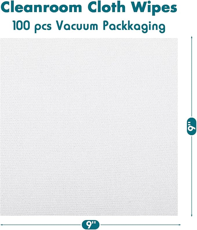 Cleanroom Cloth Wipes 9"x9" (bag of 100 Pcs) Microfiber Lint Free Cloth Disposable Clean Cloths Laser Sealed Edge for Lab Semiconductor Industries and Printing