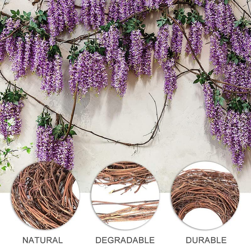 DIY Crafts Natural Grapevine Twig Garland Wreaths Decor 15-Feet for Wedding House Holiday Door Wall Decor (2PCS Green)