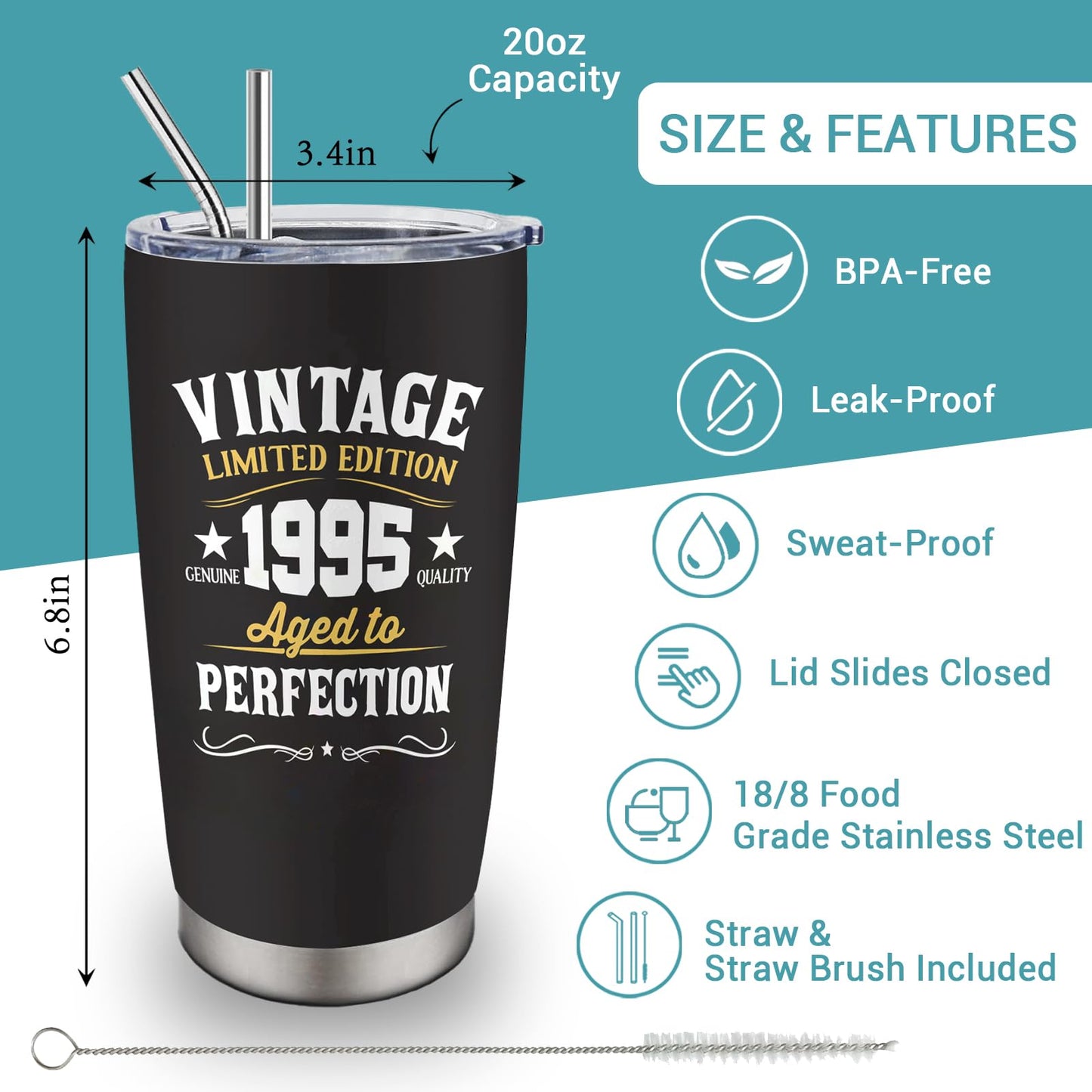 Louasedh 30th Birthday Gifts for Him, 30 Year Old Birthday Gifts, 1995 Birthday Gifts for Men, 30th Birthday Gifts Ideas, Happy 30 Year Old Birthday Male, 30th Birthday Decorations 20oz Tumbler