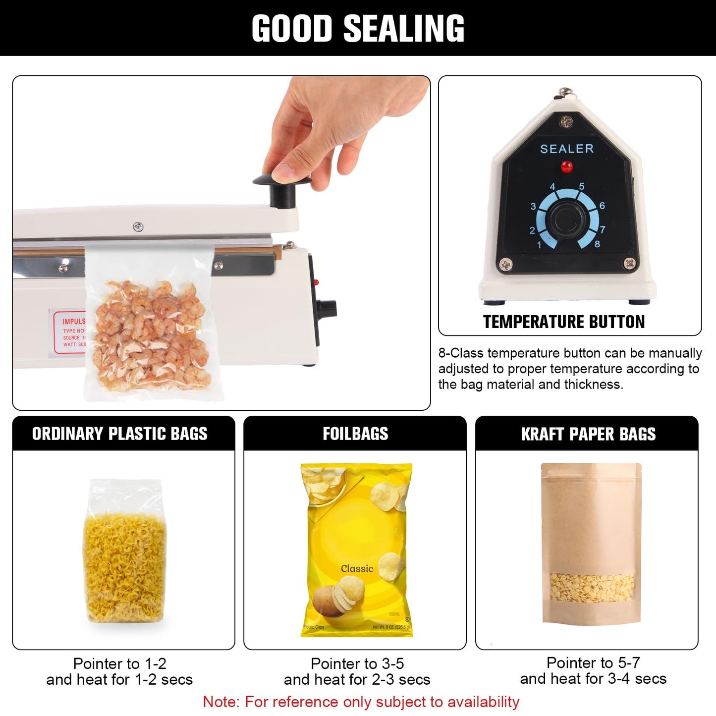SYAMZZMS Commercial Impulse Sealer 8 Inch – Manual Heat Sealer with 3mm Seal Strip, Aluminum Build for PE/PP Bags – Compact & Portable Heavy Duty Bag Sealer