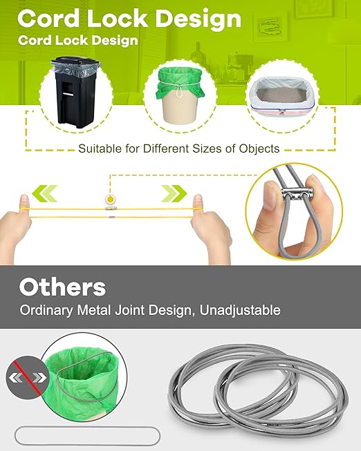 Garbage Can Bands Cord Lord Design Adjustable Large Trash Can Rubber Bands Fits 8-33 Gallon Trash Cans Multifunction Bands Litter Box Bands for Kitchen Tables Picnic Party 12 Pack