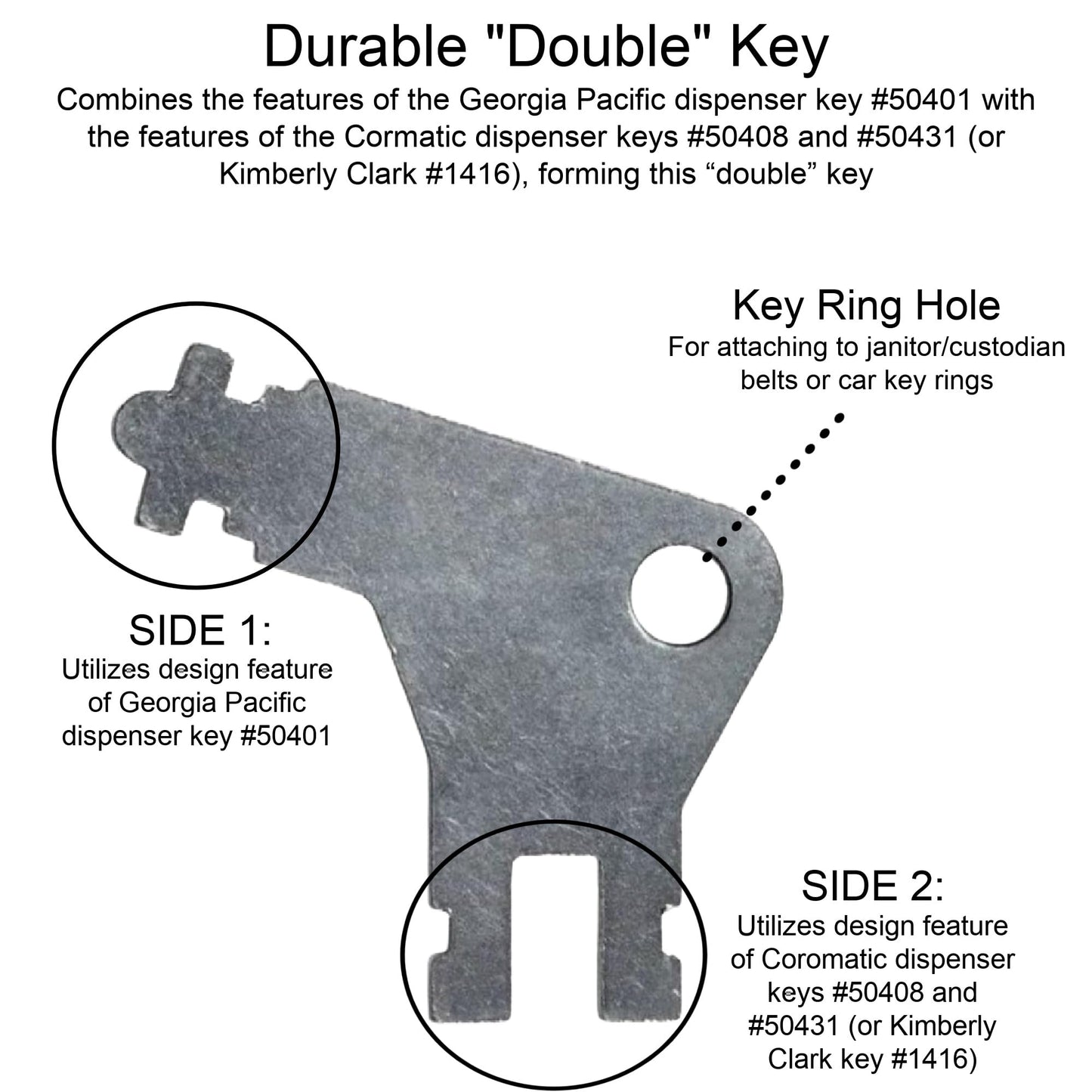 Paper Towel Dispenser Key for Georgia Pacific Commercial Machines - Also Fits GP Toilet Paper and Soap Dispensers, 3-pk