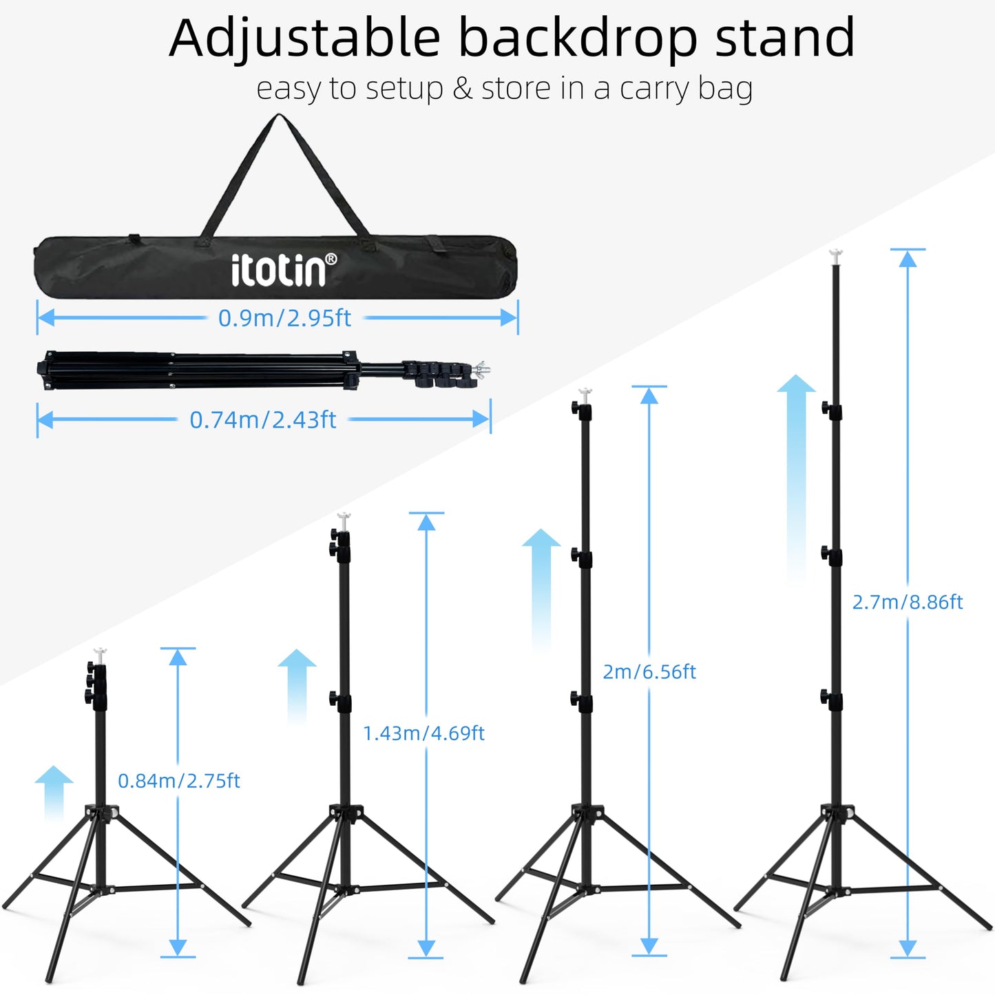 Backdrop Stand for Photography 9ft x 10ft Heavy Duty Photo Background Stands Support Kit with Carry Bag for Photo Studio, Photoshoot, Parties, Photographic Equipments