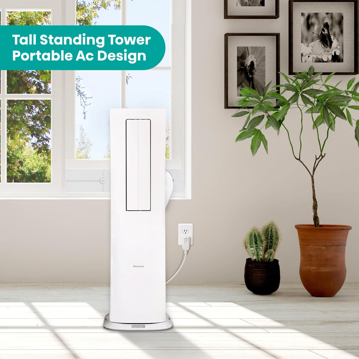 Hisense 8,000 BTU Portable Inverter Air Conditioner with Dehumidifier, Quiet Operation & Dual Hose Design, AC Heater Combo Unit for Room in White