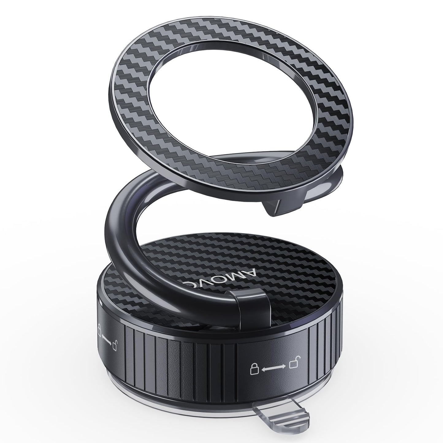Amvog Car Phone Holder For Magsafe - Zinc Alloy Magnetic Phone Mount, 360 Adjustable, N55 Super Strong Suction Cup, Portable Fol