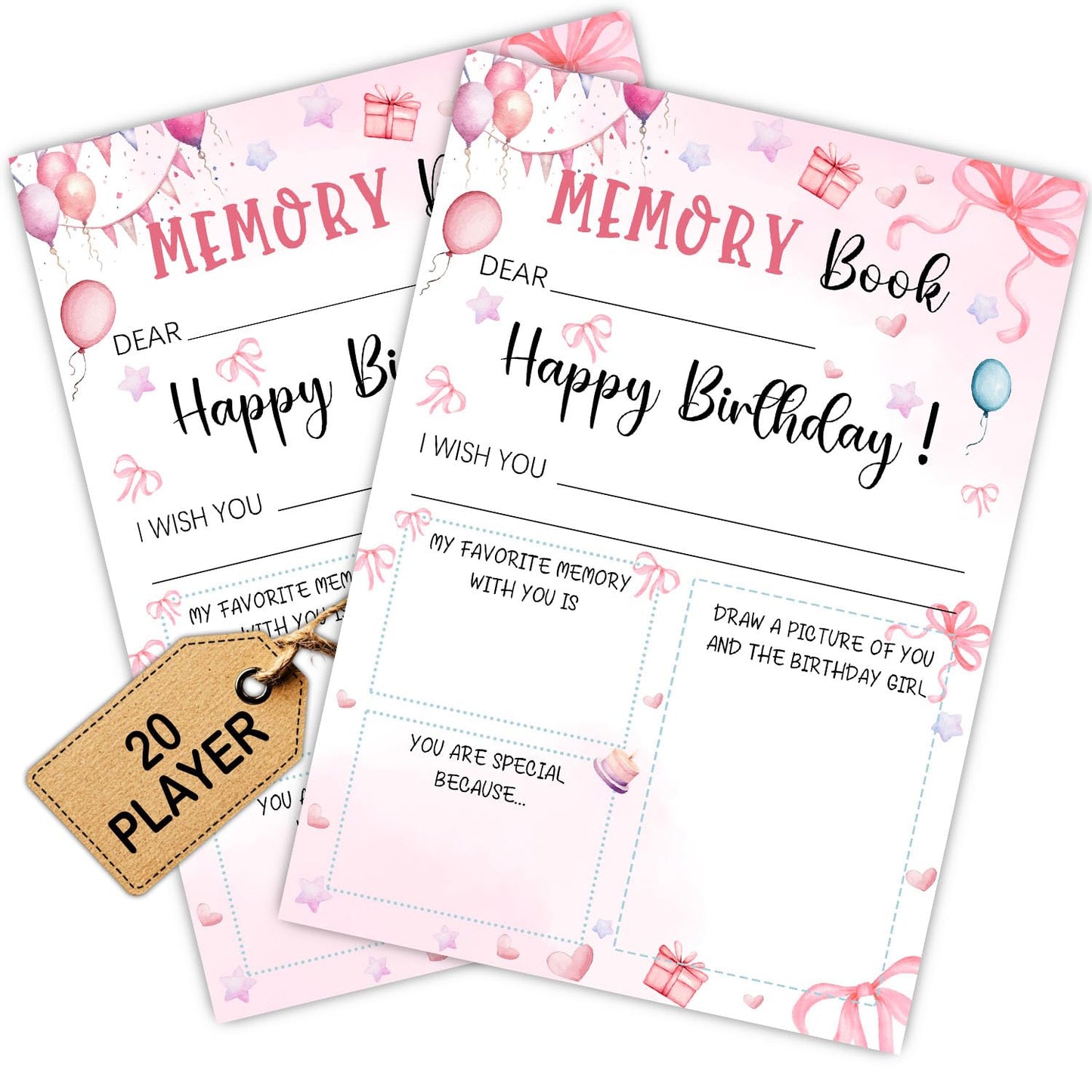 Pink Slumber Party Games Card -Sleepover Stuff- Coquette Pink Bow Themed Sleepover Slumber Party Supplies- Birthday Night Games Creative Idea -Memory Book- 20 Game Cards