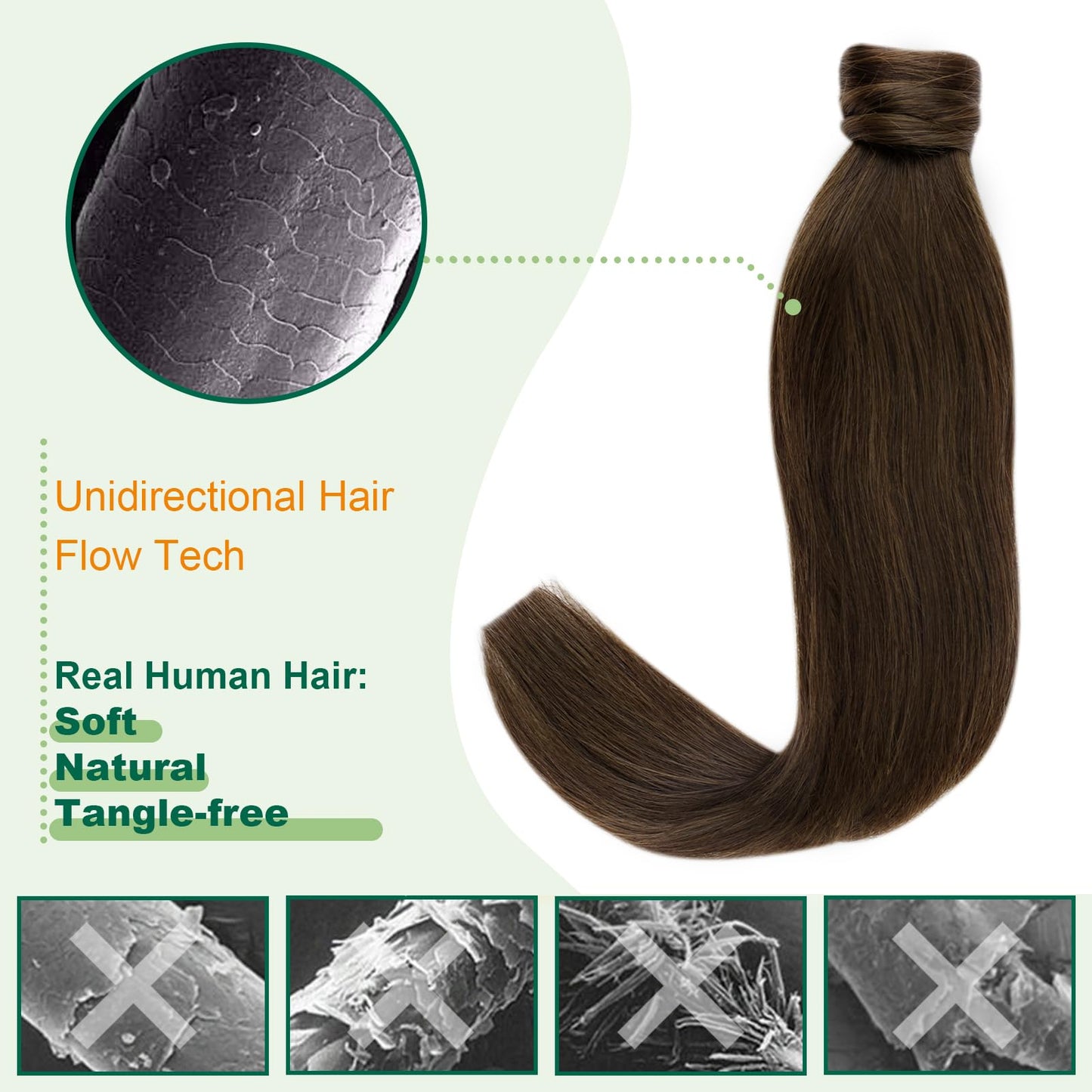 Easyouth Ponytail Extension Brown Human Hair Ponytail Extensions Wrap Around Ponytail Human Hair Pony Tails Hair Extensions Clip