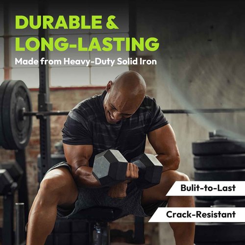 Hex Dumbbell Rubber Encased Strength Training Dumbbells, Hand Weight For Workout & Exercise/Pair of 17.5LB