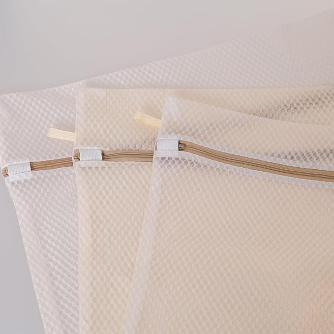 6 Pcs Mesh Laundry Bag Sturdy Zipper Mesh Wash Bags for Delicate Underwear Clothes Socks Shoes (Beige)