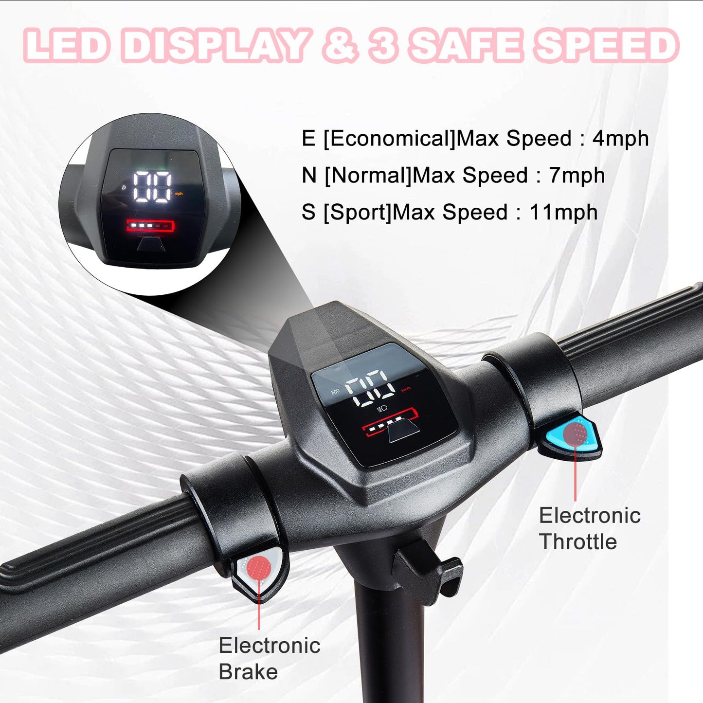 Electric Scooter for Kids Ages 6-12, 150W Motor, 4/7/11 Mph, 60 mins Ride Time, Adjustable Speed, LED Display, Colorful Lights, Electronic Brake, Foldable Kids Electric Scooter,UL2272 Certified(Black)