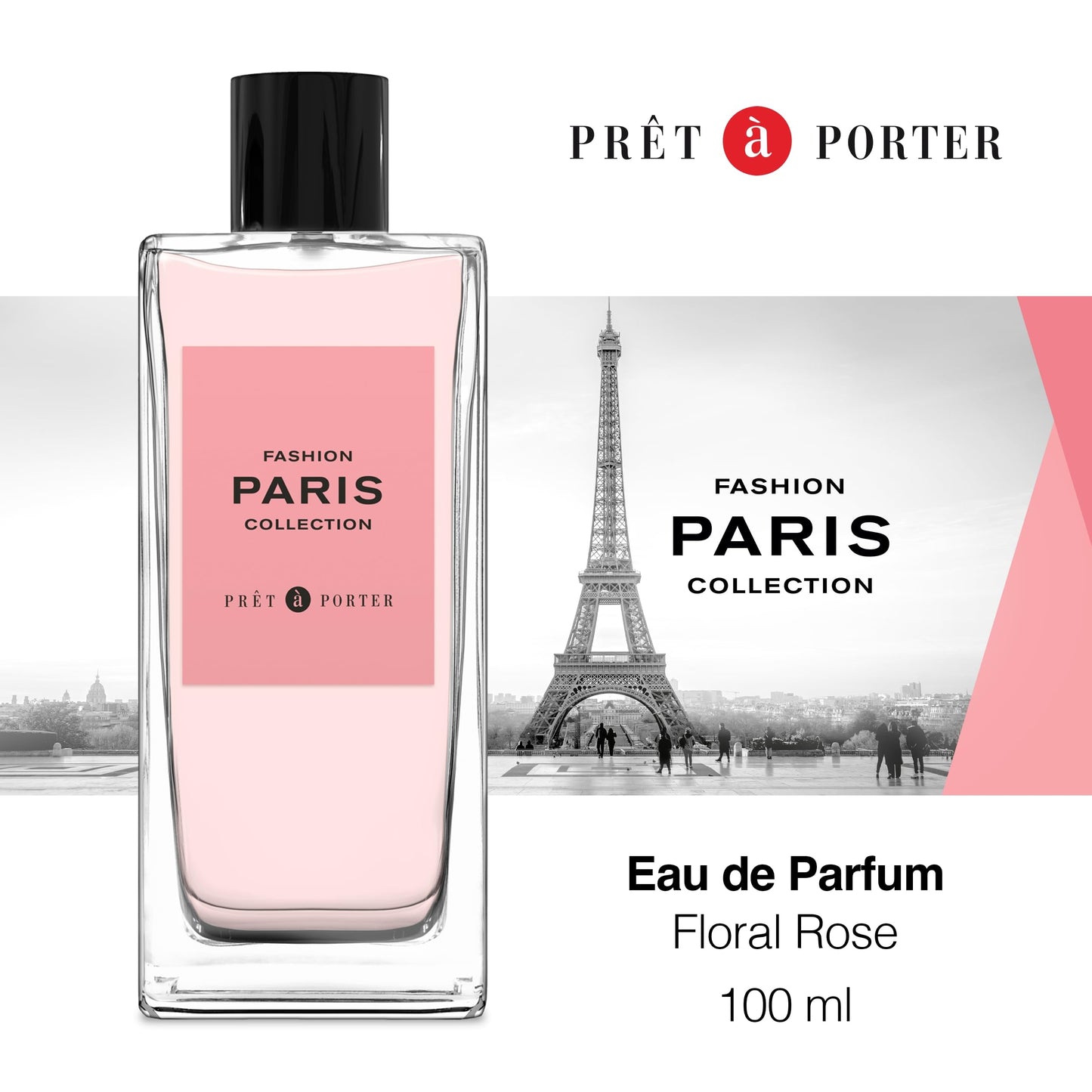 Pret à Porter City Collection Paris Eau de Parfum 100 ml(3.3 oz)(Pack of 1), Notes of Rose, Musk, and Amber, Women's Fragrance, Long Lasting, Everyday Fragrance, Travel Size
