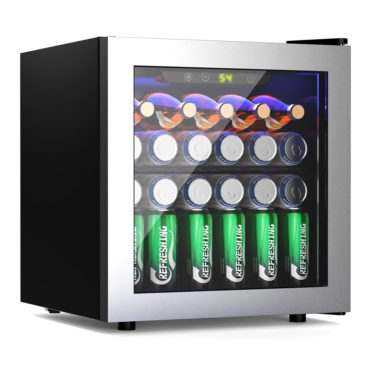 Kismile Beverage 36L Refrigerator Cooler Mini Fridge,1.3 Cu.Ft Drink Fridge for 12 Bottle 50 Can with Quiet Compressor,LED Light,Electronic Temperature Control for Home/Bar/Office