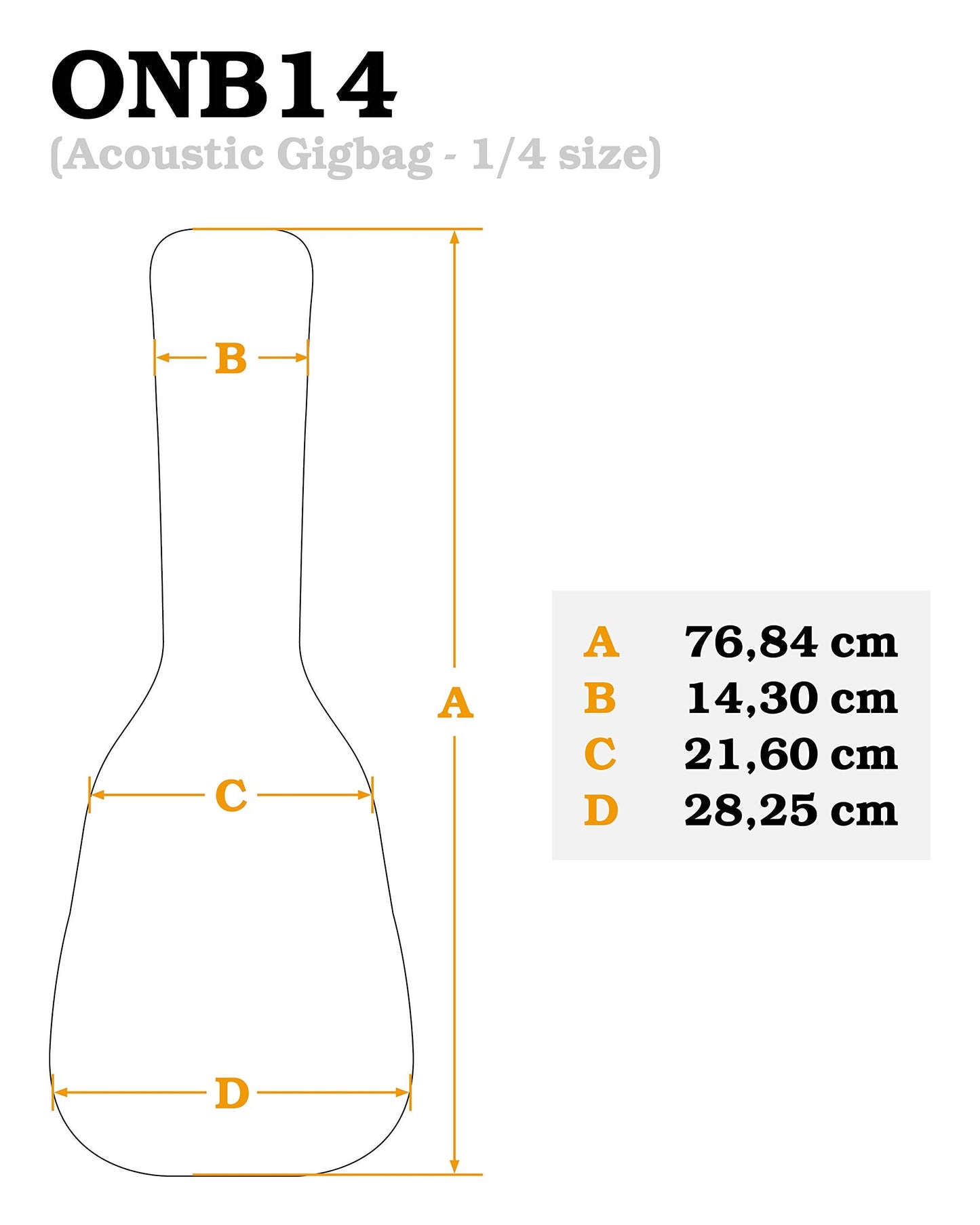 Ortega Guitars 1/4 Size Classical Guitar Pro Deluxe Gig Bag-Extra Thick Padding-Black (Onb14)