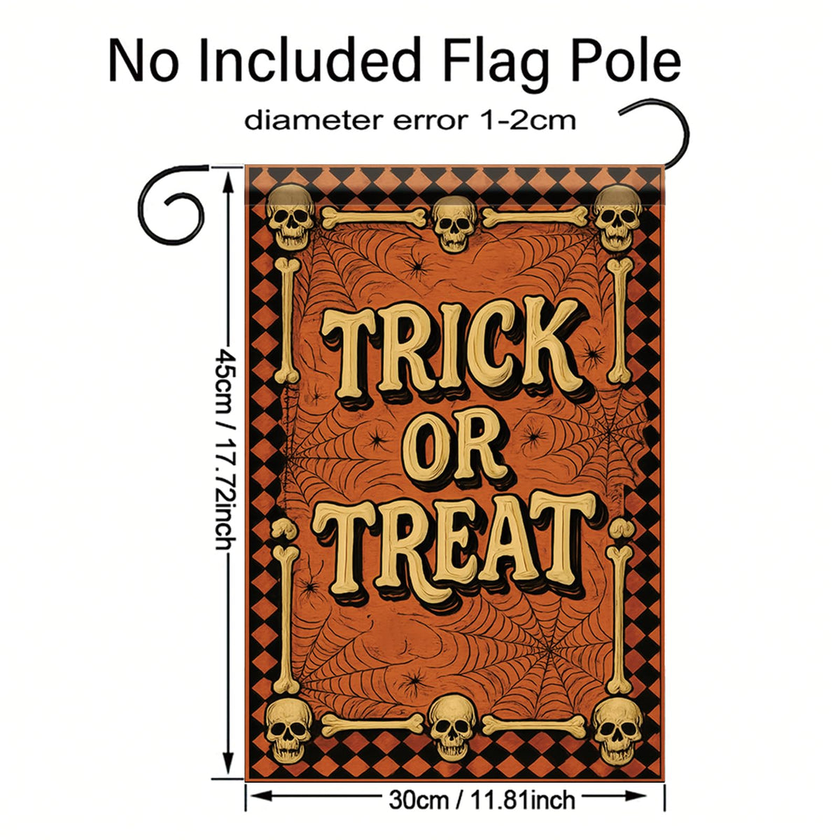 Saoplasa Halloween Garden Flag Trick or Treat Skulls Spider Webs Flag 12x18 Inch Double Sided Outdoor Yard Banner for Halloween Haunted House Spooky Trick or Treat Decoration Decor