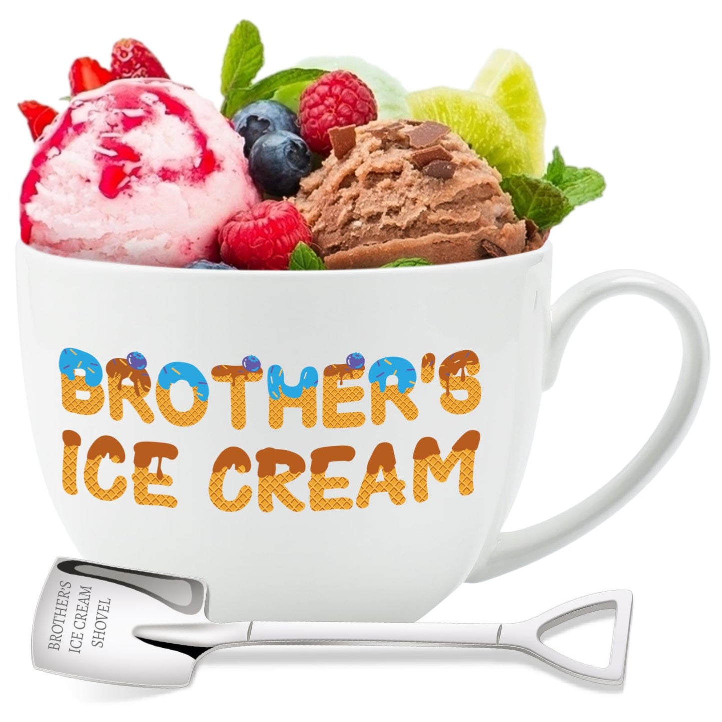 Aremdys Brother Gifts from Sister, Gifts for Brother, Brorhers Gift Ice Cream Bowl Set, Fathers Day Gift for Brother's Adult, Best Birthday Graduation Present for Brothers from Sister