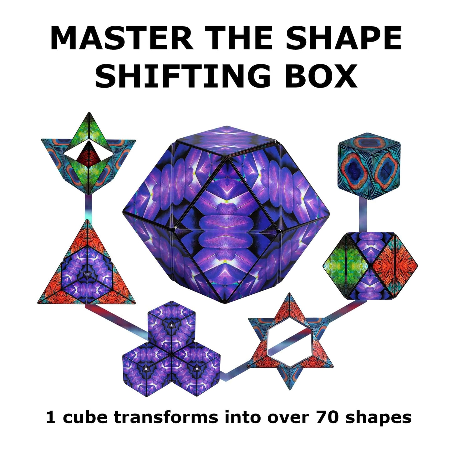Shashibo Shape Shifting Box - Award-Winning Fidget Toy w/ 36 Rare Earth Magnets - Fidget Cube Transforms Into Over 70 Shapes, Sensory Toy Gift for Kids, Teens, and Adults (Wings)