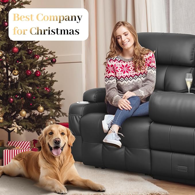 Aotolo Recliner Sofa, Massage Reclining Sofa 3 Seater Sets Heavy Weight Capacity, RV Loveseat Couch Clearance with Flip Back Console, Storage, Cup Holders, Wall Hugger Reclining Couch for Living Room