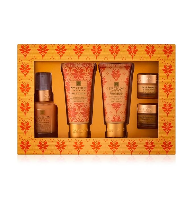 SPA CEYLON SAL & SAFFRON - VITAMIN E ENRICHED - SKIN CARE SET | Sal and Saffron | Vitamin E Enriched | Skin Care Set for a Complete Beauty Ritual | Body Care set
