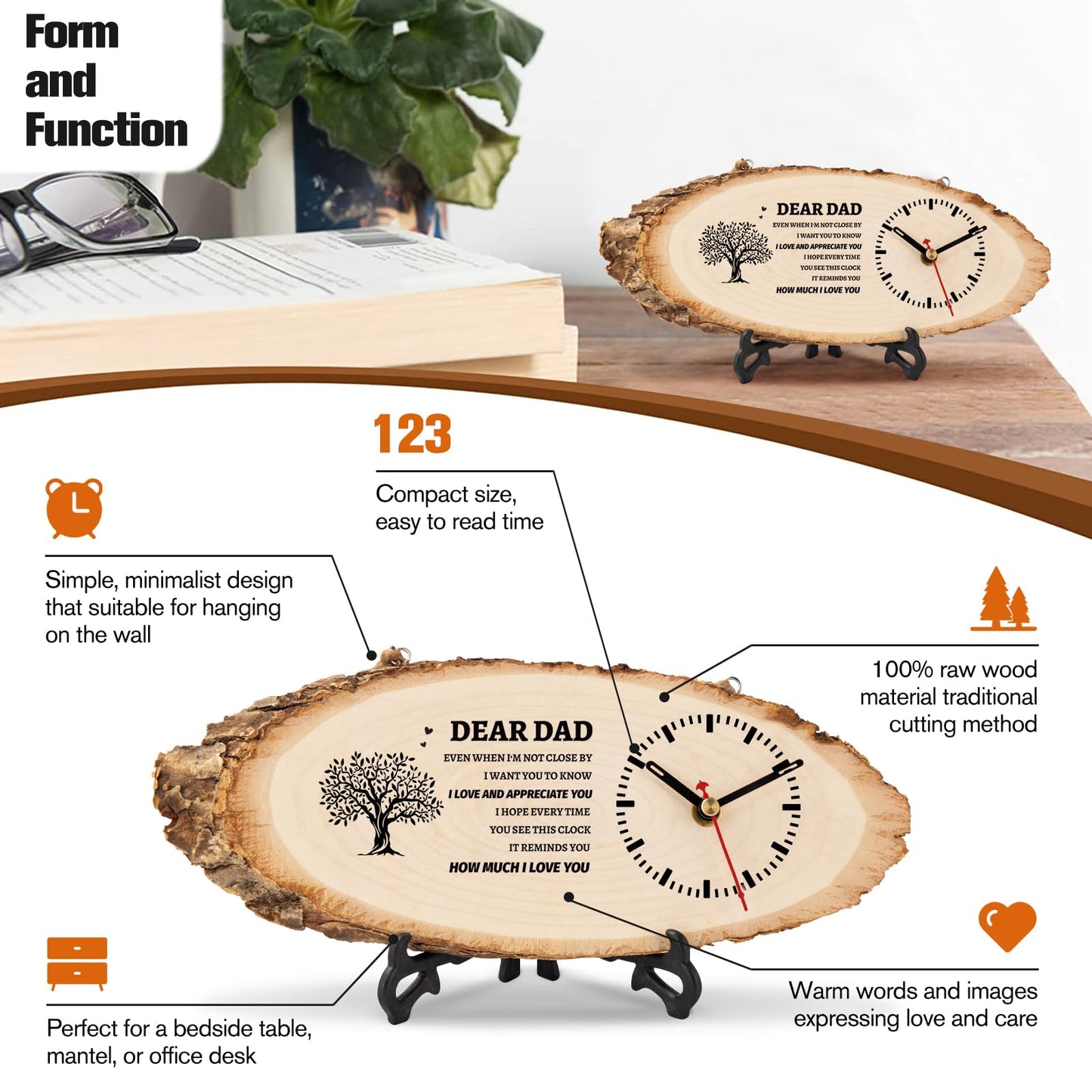 BeauGift Dad Gifts, Wooden Clock Gifts for Daddy from Daughter Son Kids, Dad Birthday Gift Idea for Papa Who Wants Nothing, Christmas from Child to My Dad